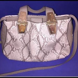 Banana Republic leather snakeskin bag taupe 12x8x4